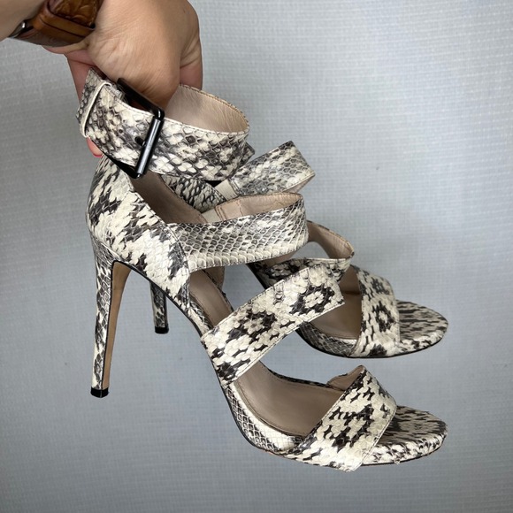 Vince Camuto Rittel Snakeskin Print Heels Ankle Strap Stiletto Women's Size 10 - Picture 1 of 6